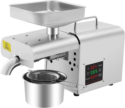 Olie Persmachine - Automatische Oliepers - Zelf Olie Maken - Dubbele Persmethode - 42 cm - Zilver