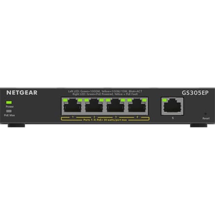 NETGEAR GS305EP - Netwerk Switch - Plus Managed - 1 Gbps - PoE Switch - 5 poorten