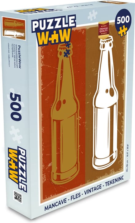 Puzzel Mancave - Fles - Vintage - Tekening - Legpuzzel - Puzzel 500 stukjes