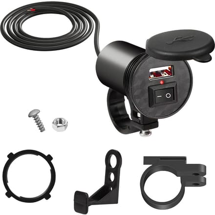 PD+QC3.0 Motorfiets USB Snellader 60W Stuur Dubbele USB-aansluiting met schakelaar Voltmeter Waterdichte 12V Voedingsadapter Single USB port gray