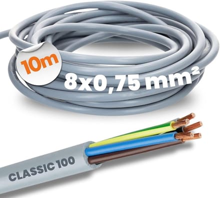 Flexibele 8-aderige Stuurkabel 0.75mm² PVC - 10 Meter Groen/Geel