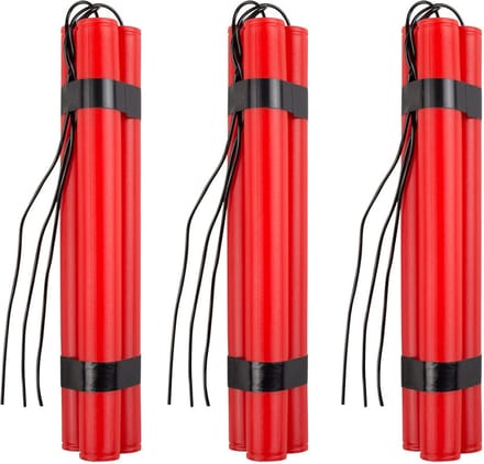 Boland Dynamiet staven van plastic 23 cm - 3x - feestartikelen cowboy/piraten/boeven thema - rood