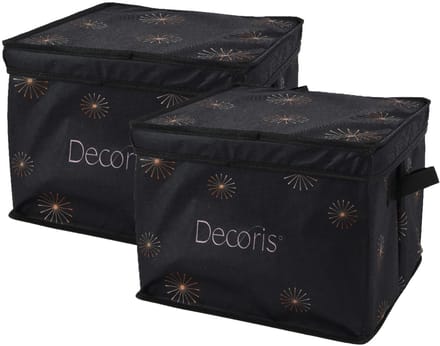 Decoris Kerstballen opbergbox - 2x - groen - 34 x 34 x 20 cm - opvouwbaar - polyester