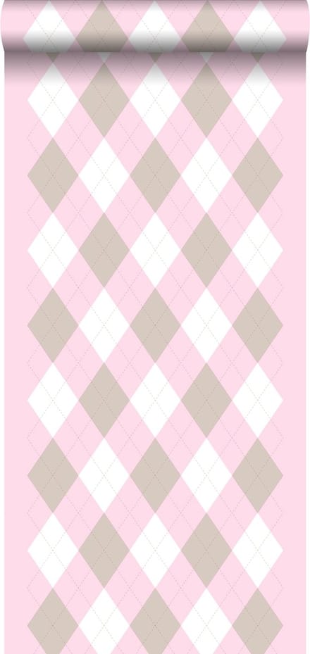 ESTAhome behang ruiten babyroze - 53 cm x 10.05 m - 114925