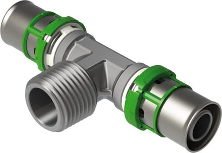 Comap SkinPress MultiSkin Messing Perskoppeling T-stuk Met Buitenraad 26x3-1"-26x3