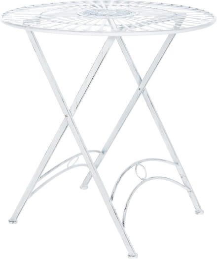 Ronde Inklapbare Tuintafel Metaal Antiek Wit - Bistrotafel Ø71 cm