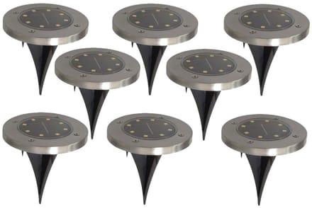Gerim Tuinverlichting - 8x stuks - grondspotjes - solar - LED - 14 cm