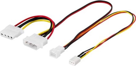DELTACO SSI-34A, 2x 3-pin 2x 4-pin Zwart, Rood, Geel kabeladapter/verloopstukje