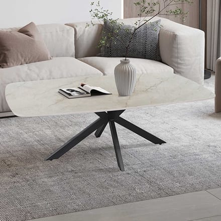 Salontafel 'Apollo' 130 cm Deens Ovaal Glanzend Steen Shakespeare Beige - marmerlook
