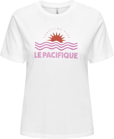 Only T-shirt Onllucia Reg S/s Top Jrs 15324866 Bright White/ Le Pacifiq Dames Maat - M
