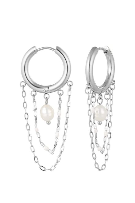Bijoutheek Oorhangers Parel Ketting Zilver