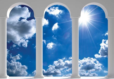 Fotobehang Sky Blue Pillars Arches | XL - 208cm x 146cm | 130g/m2 Vlies