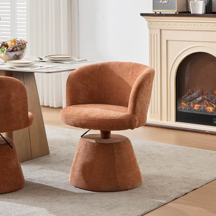 KOMHTOM Barkruk - In hoogte verstelbaar - 360° draaibaar - Chenille bekleding - Terracotta