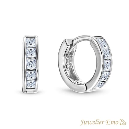 oorringen Zilver met Zirkonia stenen – Diameter 14 MM