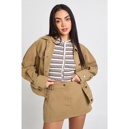 boohoo Dames Utility Pocket Twill Mini Rok | Ecru | Maat: 16