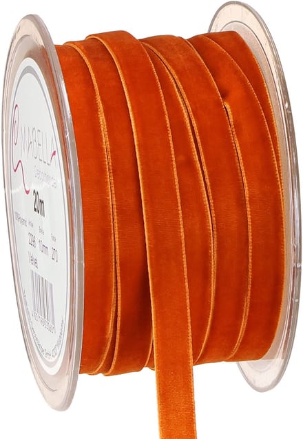 Fluwelen lint decoratief lint fluweel donkeroranje 10mm 20m