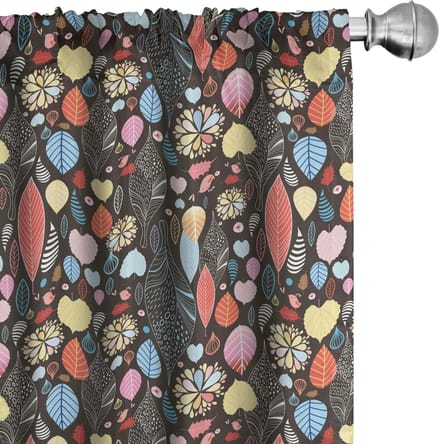 ABAKUHAUS Bladeren Gardijnen – 2x75x175 cm – Multicolor