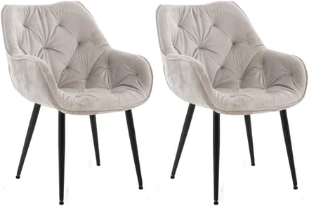 CLP Tanna Set van 2 eetkamerstoelen - Met armleuning - Fluweel/grijs