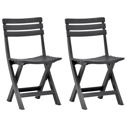 vidaXL - Opklapbare - stoelen, - 2 - stuks, - kunststof, - antraciet