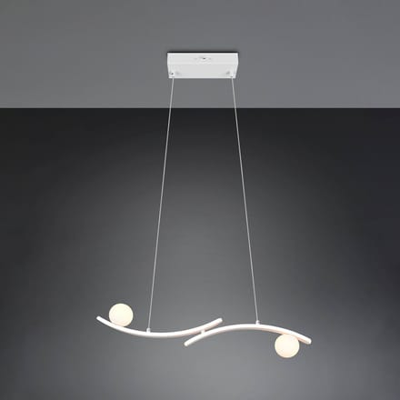 Trio Lighting LED hanglamp Napoli, mat wit, lengte 82 cm, metaal, CCT
