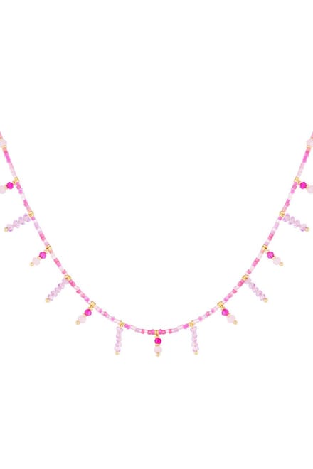 Bijoutheek Collier Kleine Kralen Fuchsia