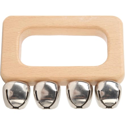Dans Handbel Houten Rechthoekige Handvat Metalen Jingle Bells Draagbare Percussie voor Optreden beige