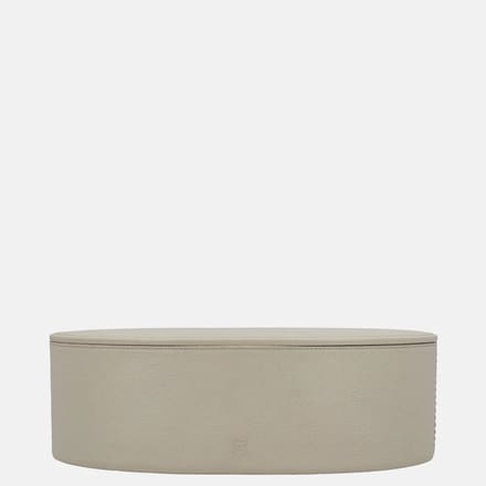 Chamada Noelle leren opbergbox ovaal effen L beige