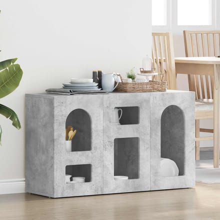 vidaXL - Dressoir - ELST - Beton - Grijs - 100 - x - 35 - x - 59 - cm - Bewerkt - hout