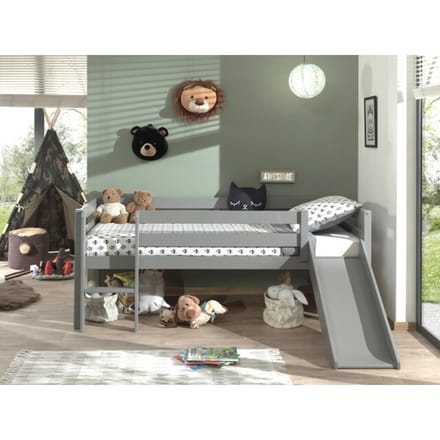LUCEVI - Pino Halfhoogslaper met Glijbaan 90x200cm - Grijs - H85CM