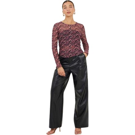 Brave Soul Dames/Dames Abstract Mesh Slim Top (Roze/Zwaar)