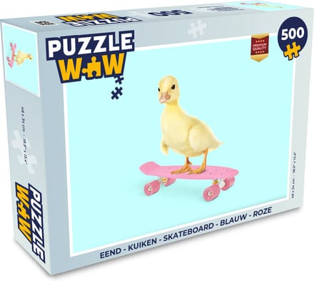 Puzzel Eend - Kuiken - Skateboard - Blauw - Roze - Legpuzzel - Puzzel 500 stukjes