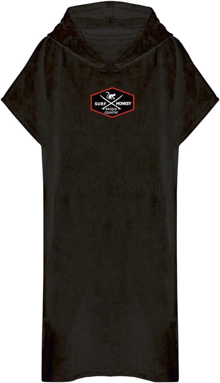 Surfponcho - Biologisch katoen / Geborduurd logo (Zwart S-M)
