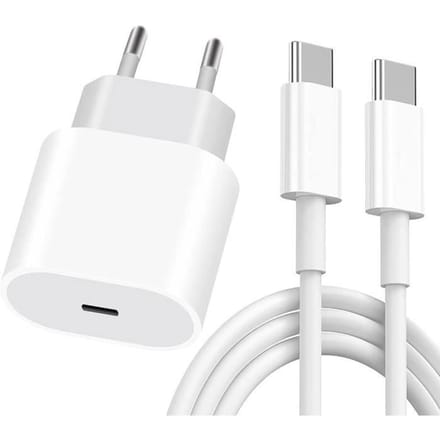 Snellader - USB-C - 25W - 20W Kabel - 1M - Compatibel met iPhone 17/16/15