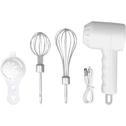 Draadloze Elektrische Handmixer USB Oplaadbare Handheld Garde Elektrische Melkschuimer met 2 Roer wit