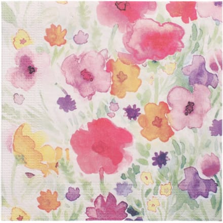 10x 20 Servetten 3-laags 1/4 vouw 33 cm x 33 cm Flower Field