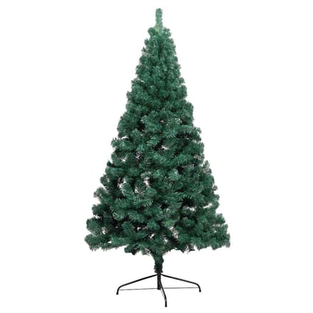 vidaXL - Kunstkerstboom - met - verlichting - en - kerstballen - half - 120 - cm - groen