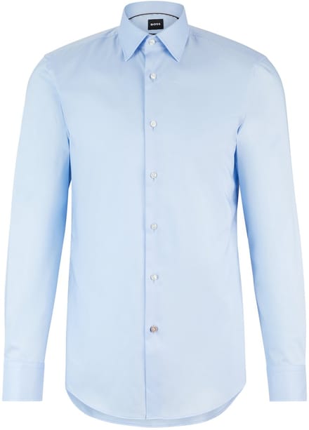 BOSS Hank slim fit overhemd - popeline - blauw - Strijkvriendelijk - Boordmaat: 37