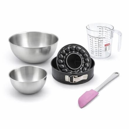 Bakkerset met springvorm en savarinvorm 18 cm, 2 mengkommen, maatbeker en spatel Zenker