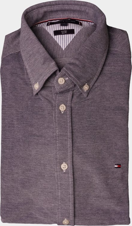 Tommy Hilfiger - Overhemd Melange Donkerblauw - Heren - Maat XL - Slim-fit