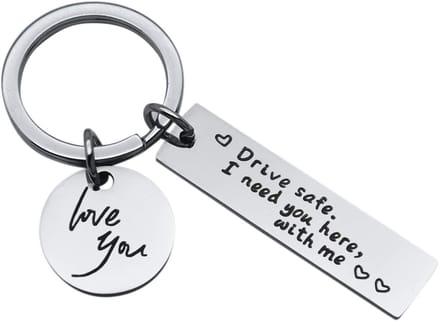 Sleutelhanger "Drive safe" RVS Zilver
