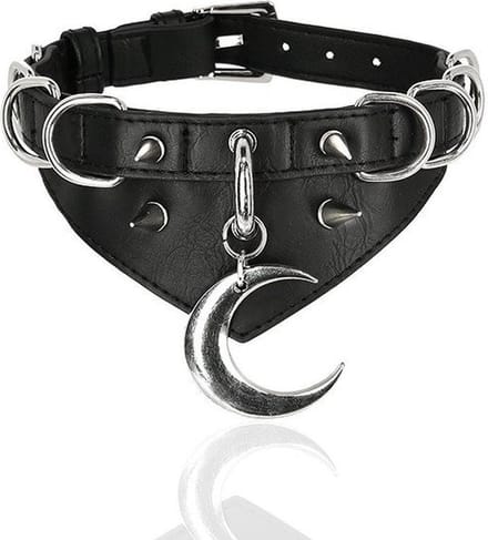 Restyle - Moon and DRing Choker - Zwart