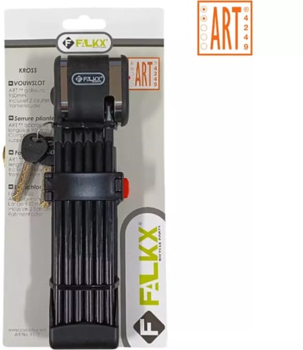 Falkx Vouwslot 95 cm - Anti-picking - ART-2 gecertificeerd - Inclusief framehouder - Zwart