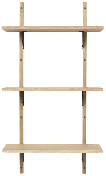 Ferm Living Sector Wandrek - eiken - zwart messing - 3 Wandplanken - smal