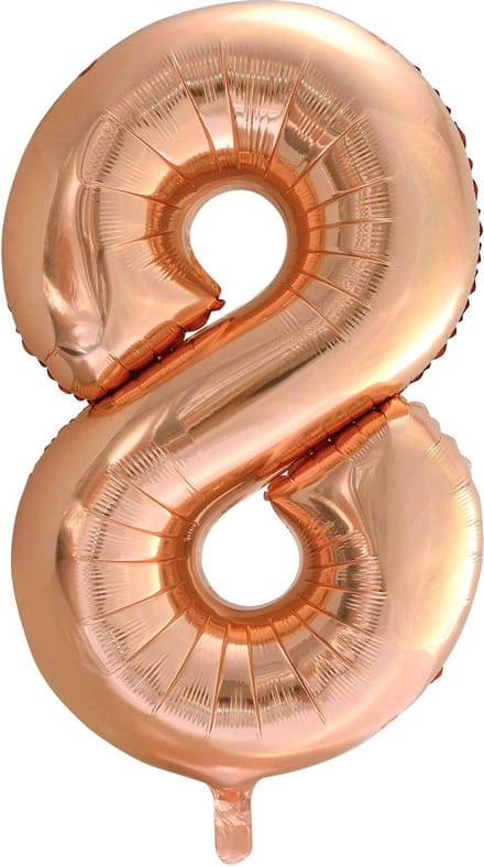 Folie ballon cijfer 8 goud-roze 86 cm - .