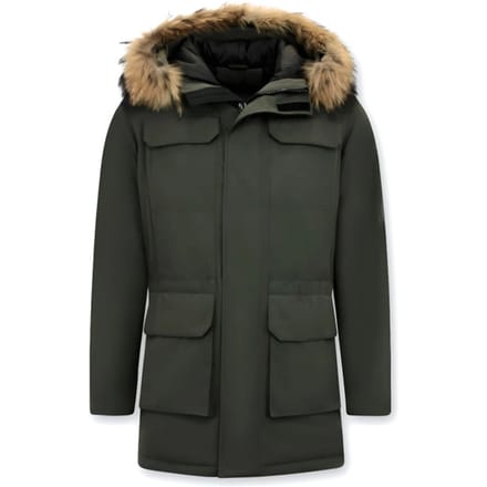 Enos Winterjas parka met grote echte bontkraag