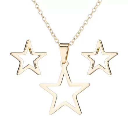 WeLoveSilver - chirurgisch stalen sieradenset - opengewerkte ster - 43 cm