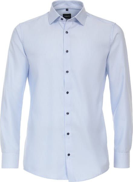 VENTI modern fit overhemd - structuur - blauw - Strijkvriendelijk - Boordmaat: 48