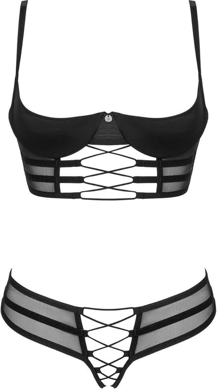 Verleidelijke Lingerieset Dames met Beha, Slip en Satijnen Blinddoek