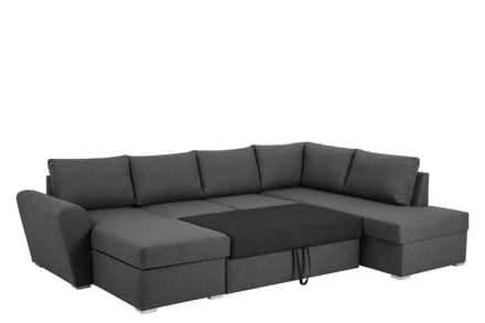 Stefan slaapbank met chaiselongue links, grijs.