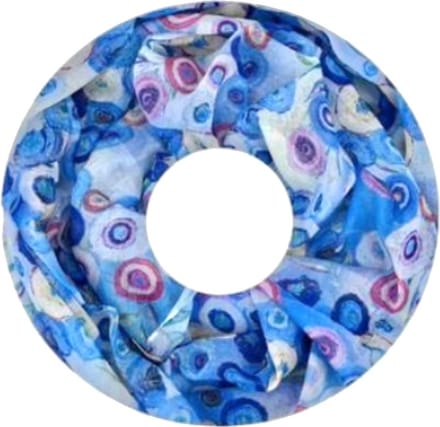 Dunne Colsjaal - Print - Blauw/Ecru - 80 x 50 cm (20263#)